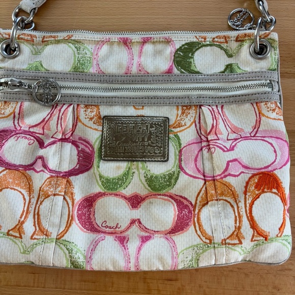 Coach Poppy Dream “C” Hippie Scribble Hobo Satchel Crossbody Bag shoulder pink - Picture 3 of 12